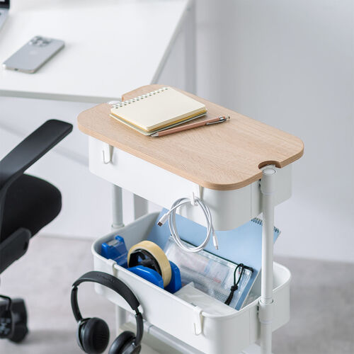 100-CART023シリーズ用木製天板（横幅39cmワゴン専用・ライトブラウン木目）