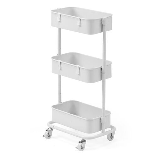 キッチンワゴン（マルチワゴン・幅39cm・耐荷重60kg・キャスター付・おしゃれ・ツールワゴン・高さ変更可能・ホワイト）