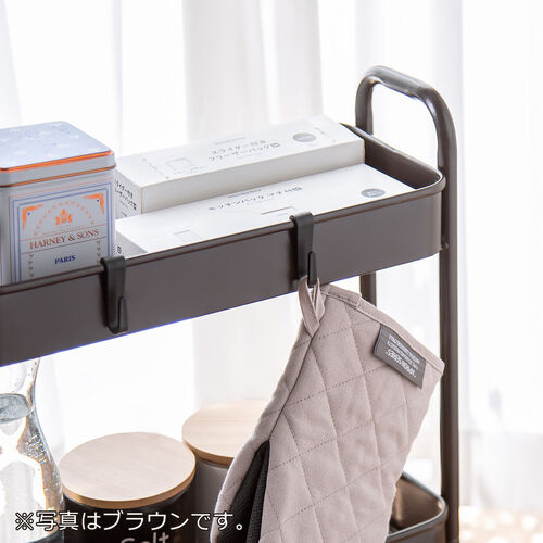 キッチンワゴン（スリム・キャスター付・バスケットラック・収納・小型・3段・グレー）