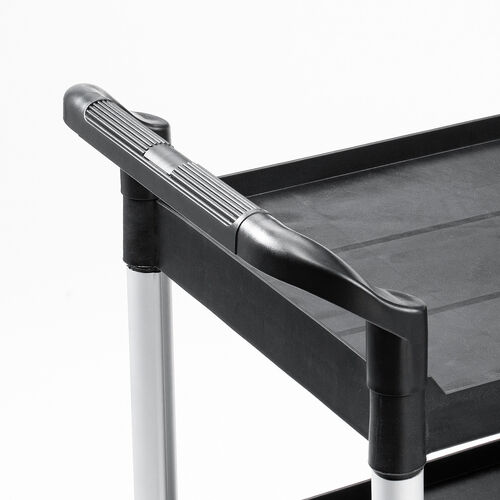 ツールワゴン（収納袋付き・3段・総耐荷重180kg・リネンカート・90L大容量・リネン・ゴミ回収・ホテル清掃・キャスター付き・ツールカート・業務用・ブラック）