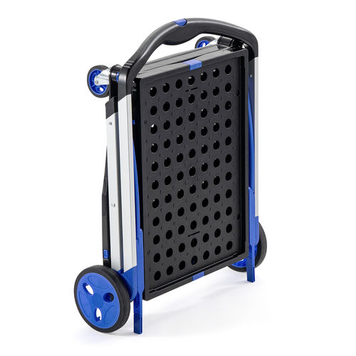 折りたたみ台車（2段式・コンテナ付き・カート・総耐荷重70kg・大型キャスター・ストッパー・屋外・ピッキングカート・ブラック）