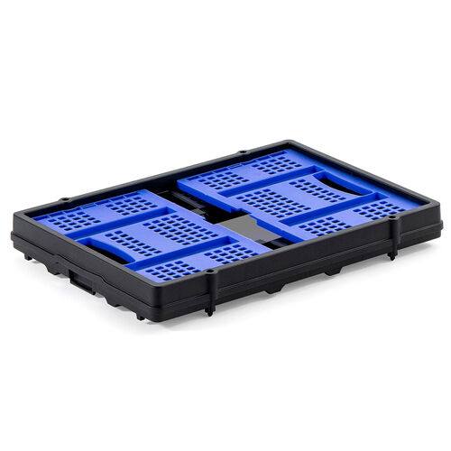 折りたたみ台車（2段式・コンテナ付き・カート・総耐荷重70kg・大型キャスター・ストッパー・屋外・ピッキングカート・ブラック）