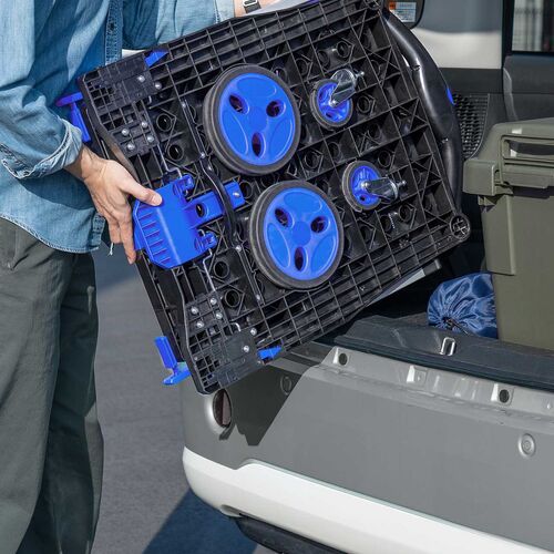 折りたたみ台車（2段式・コンテナ付き・カート・総耐荷重70kg・大型キャスター・ストッパー・屋外・ピッキングカート・ブラック）