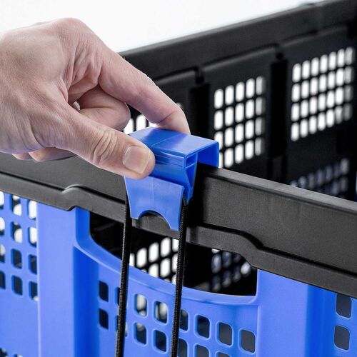 折りたたみ台車（2段式・コンテナ付き・カート・総耐荷重70kg・大型キャスター・ストッパー・屋外・ピッキングカート・ブラック）