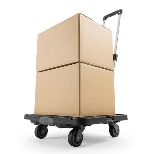 折りたたみ台車（専用コンテナ付き・キャリーカート・大容量47L・高耐荷重60kg・コンパクト・折りたたみコンテナ・買い物・レジャー・角度無段階調整・ブラック）