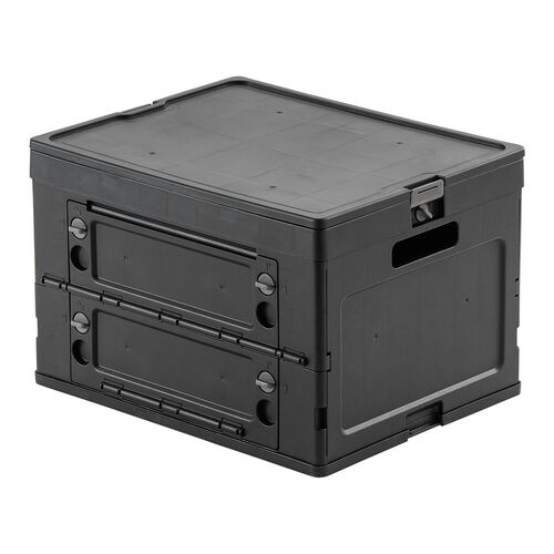 折りたたみ台車（専用コンテナ付き・キャリーカート・大容量47L・高耐荷重60kg・コンパクト・折りたたみコンテナ・買い物・レジャー・角度無段階調整・ブラック）