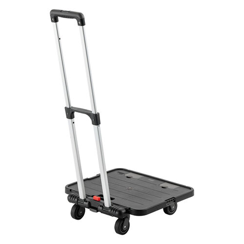 折りたたみ台車（専用コンテナ付き・キャリーカート・大容量47L・高耐荷重60kg・コンパクト・折りたたみコンテナ・買い物・レジャー・角度無段階調整・ブラック）