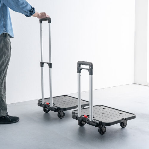 折りたたみ台車（専用コンテナ付き・キャリーカート・大容量47L・高耐荷重60kg・コンパクト・折りたたみコンテナ・買い物・レジャー・角度無段階調整・ブラック）