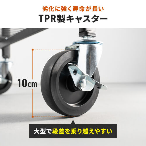 スチールワゴン（折りたたみ・総耐荷重160kg・2段台車・ラック・キャスター付き・キャリーカート・台車・シェルフ・棚・天板シート付き・ブラック）