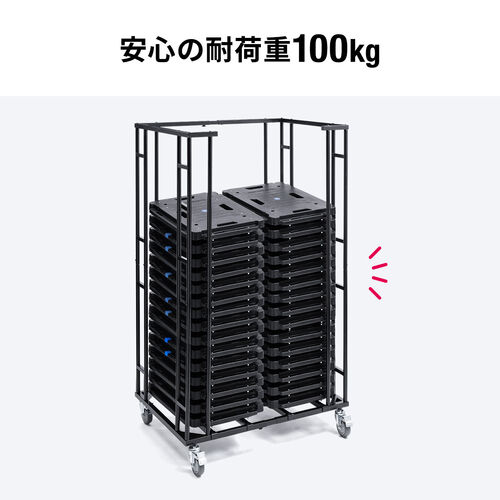 平台車ストックカート（耐荷重100kg・汎用型・横幅調整・平台車・収納・ストッパー付き大型キャスター）