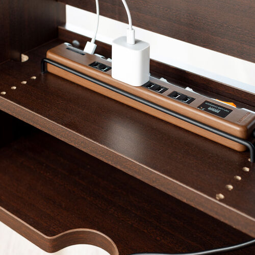 ルーター収納ボックス Cercleシリーズ（ケーブルボックス・木製・壁面収納・幅45cm・ロボット掃除機・モデム・Wi-Fi・ダークブラウン）