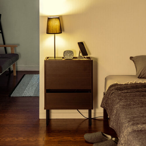 ルーター収納ボックス Cercleシリーズ（ケーブルボックス・木製・壁面収納・幅45cm・ロボット掃除機・モデム・Wi-Fi・ダークブラウン）