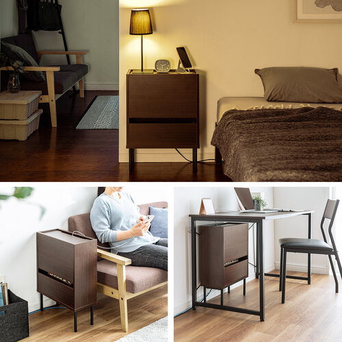 ルーター収納ボックス Cercleシリーズ（ケーブルボックス・木製・壁面収納・幅45cm・ロボット掃除機・モデム・Wi-Fi・ダークブラウン）