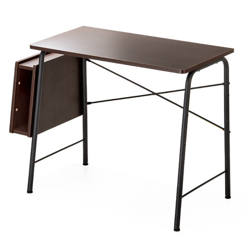 パソコンデスク Cercleシリーズ（パソコンテーブル・平机・ルーター収納・タップ受け・幅90cm・奥行45cm・高さ72cm・丸パイプ・ブラウン）