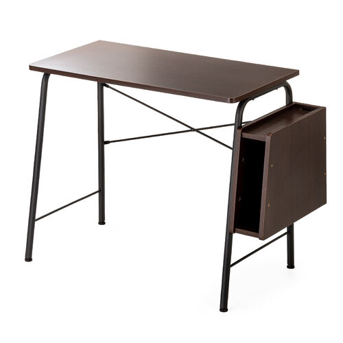 パソコンデスク Cercleシリーズ（パソコンテーブル・平机・ルーター収納・タップ受け・幅90cm・奥行45cm・高さ72cm・丸パイプ・ブラウン）