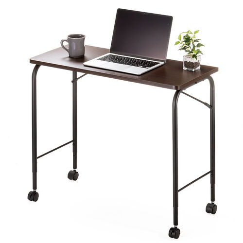 サブデスク Cercleシリーズ（パソコンデスク・パソコンテーブル・平机・キャスター付き・幅80cm・奥行35cm・高さ可変3段階・ブラウン）