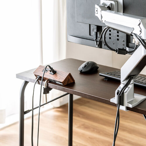 サブデスク Cercleシリーズ（パソコンデスク・パソコンテーブル・平机・キャスター付き・幅80cm・奥行35cm・高さ可変3段階・ブラウン）