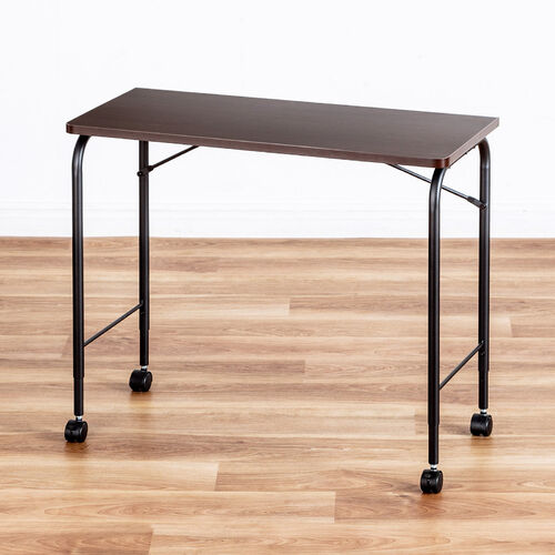 サブデスク Cercleシリーズ（パソコンデスク・パソコンテーブル・平机・キャスター付き・幅80cm・奥行35cm・高さ可変3段階・ブラウン）