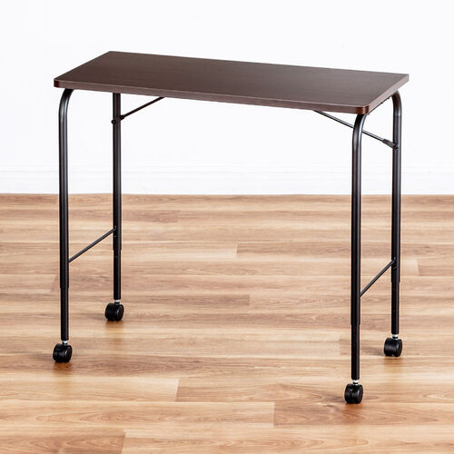 サブデスク Cercleシリーズ（パソコンデスク・パソコンテーブル・平机・キャスター付き・幅80cm・奥行35cm・高さ可変3段階・ブラウン）