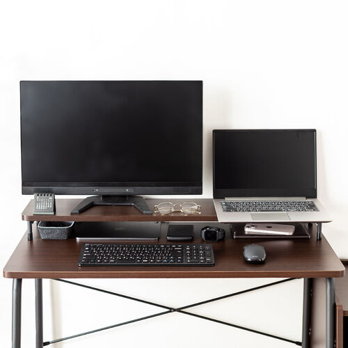 モニター台 Cercleシリーズ（机上台・幅90cm・奥行20cm・モニター下収納・木製・ブラウン）