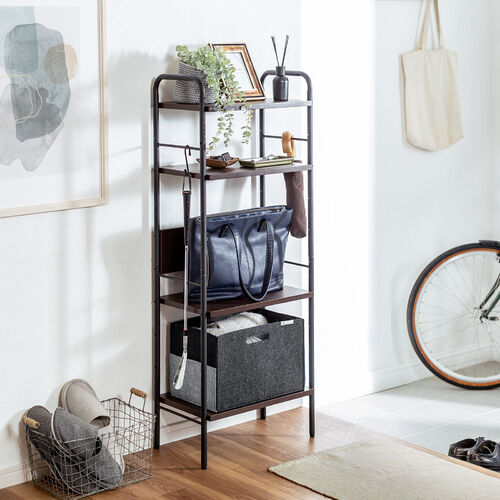 オープンラック Cercleシリーズ（シェルフラック・マルチラック・棚付き・丸パイプ・ブラウン）