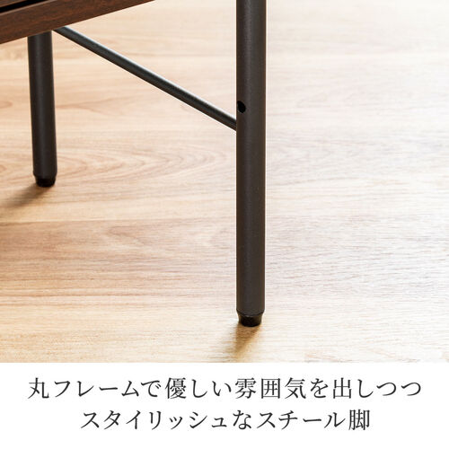 オープンラック Cercleシリーズ（シェルフラック・マルチラック・棚付き・丸パイプ・ブラウン）