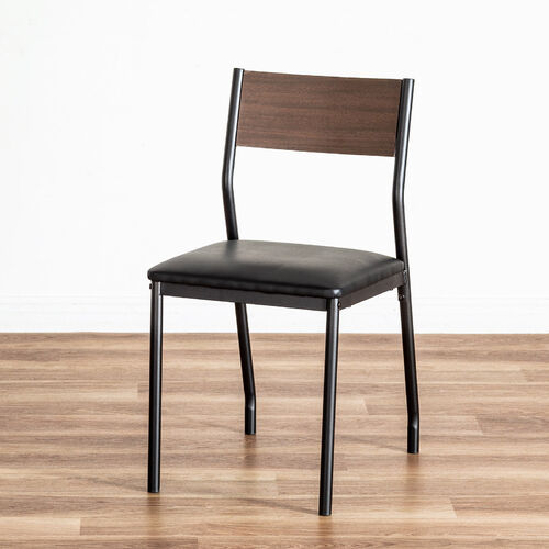 シンプルチェア Cercleシリーズ（デザインチェア・ダイニングチェア・スチールフレーム・木目調背もたれ・ブラック・ブラウン）