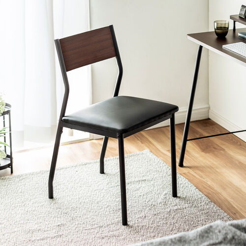 シンプルチェア Cercleシリーズ（デザインチェア・ダイニングチェア・スチールフレーム・木目調背もたれ・ブラック・ブラウン）