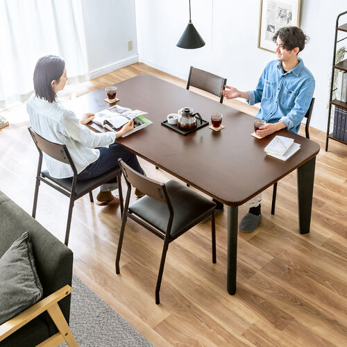 シンプルチェア Cercleシリーズ（デザインチェア・ダイニングチェア・スチールフレーム・木目調背もたれ・ブラック・ブラウン）