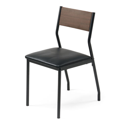 シンプルチェア Cercleシリーズ（デザインチェア・ダイニングチェア・スチールフレーム・木目調背もたれ・ブラック・ブラウン）