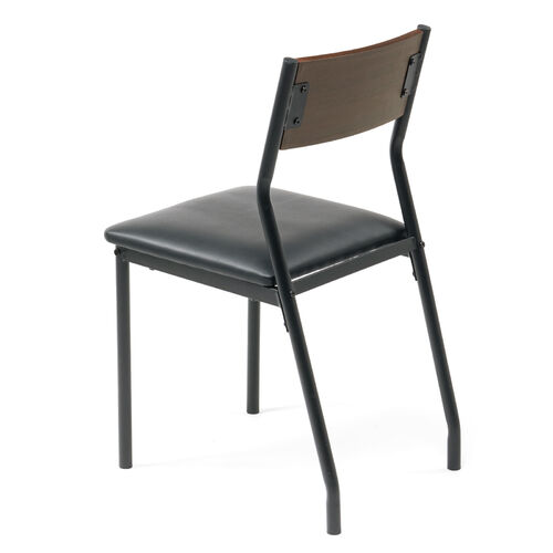 シンプルチェア Cercleシリーズ（デザインチェア・ダイニングチェア・スチールフレーム・木目調背もたれ・ブラック・ブラウン）