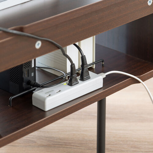 テレビ台 Cercleシリーズ（ローボード・テレビボード・オープンラック・収納付き・ガードバー付き・ブラウン）