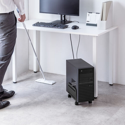 CPUスタンド（スチール製・デスクトップ用・パソコンラック・パソコンスタンド・キャスター付き・ほこり対策・無段階調整・耐荷重10kg）