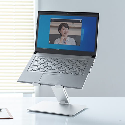 ノートパソコンスタンド（アルミ・タブレットスタンド・360度回転・アーム式・折りたたみ・放熱）
