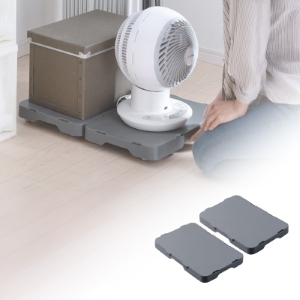 平台車（コンパクト・連結・キャスター・小型・薄型・グレー・耐荷重50kg・2台セット）