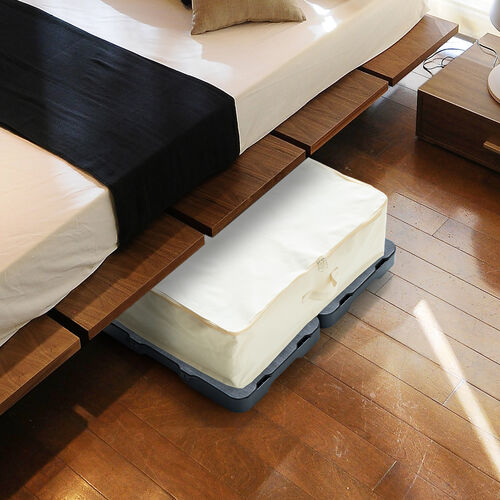 平台車（コンパクト・連結・キャスター・小型・薄型・グレー・耐荷重50kg・2台セット）