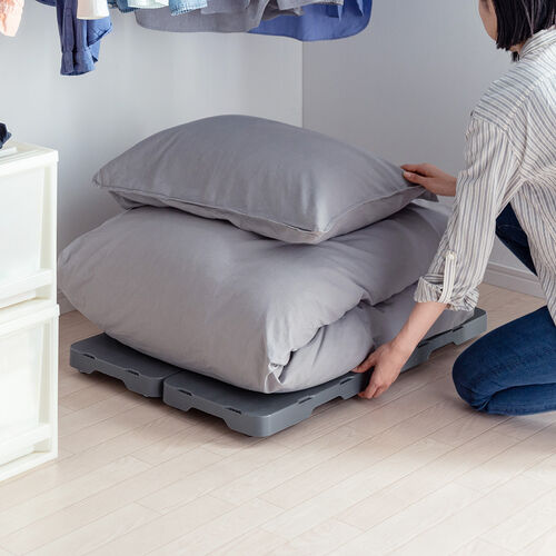 平台車（コンパクト・連結・キャスター・小型・薄型・グレー・耐荷重50kg・2台セット）