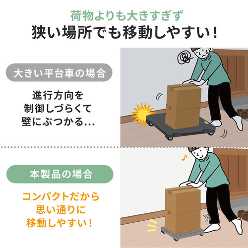 平台車（コンパクト・連結・キャスター・小型・薄型・グレー・耐荷重50kg・2台セット）