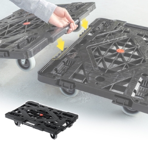 平台車（耐荷重80kg・積み重ね可能・連結・大型キャスター付・ブラック）