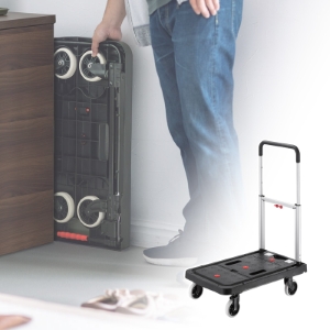 折りたたみ台車（コンパクトタイプ・キャスター収納・ハンドル高さ3段階・耐荷重80kg・4輪・軽量）