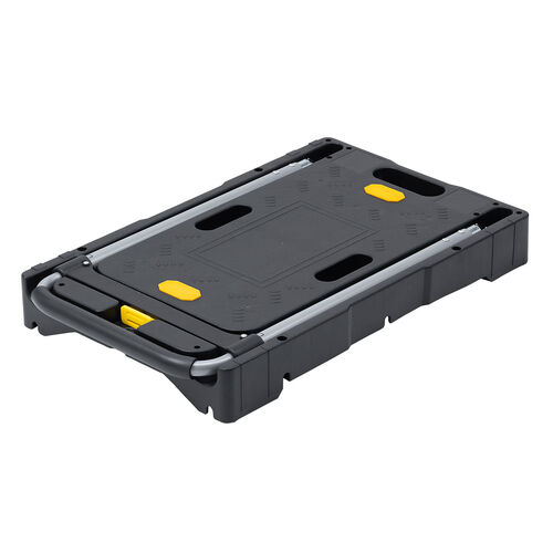 折りたたみ台車（自立・縦・横置き・4輪・静音キャスター・耐荷重136kg・コンパクト・軽量・薄型・完全折りたたみ・ブラック）