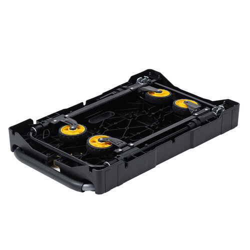 折りたたみ台車（自立・縦・横置き・4輪・静音キャスター・耐荷重136kg・コンパクト・軽量・薄型・完全折りたたみ・ブラック）