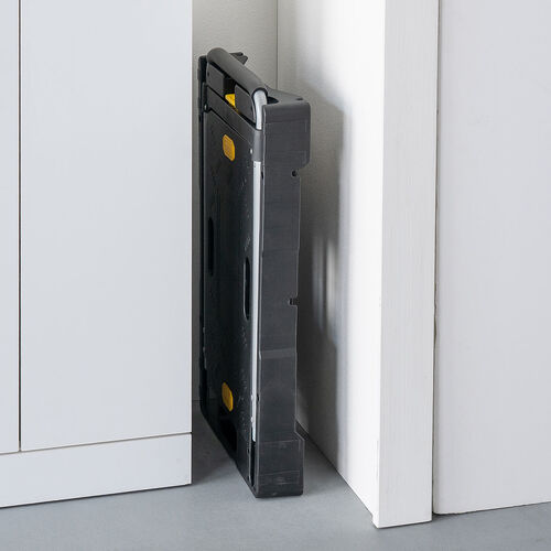 折りたたみ台車（自立・縦・横置き・4輪・静音キャスター・耐荷重136kg・コンパクト・軽量・薄型・完全折りたたみ・ブラック）