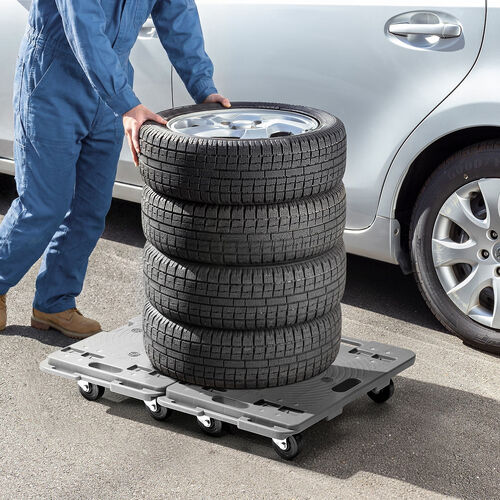 平台車（ゴムキャスター・スタンダード形状・連結・耐荷重150kg・スタッキング・取っ手・軽量・完成品お届け・キャスター交換可能・高耐久）