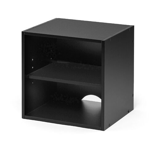 キューブ型収納ボックス（オープン・幅35×奥行29.5×高さ35cm・2段式・配線穴・推し活収納棚・アクスタ・DVD・Switch・ブラック）