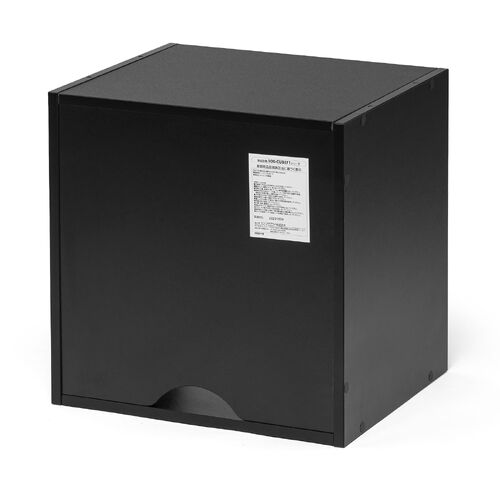 キューブ型収納ボックス（オープン・幅35×奥行29.5×高さ35cm・2段式・配線穴・推し活収納棚・アクスタ・DVD・Switch・ブラック）