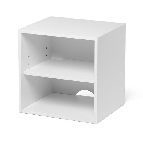 キューブ型収納ボックス（オープン・幅35×奥行29.5×高さ35cm・2段式・配線穴・推し活収納棚・アクスタ・DVD・Switch・ホワイト）