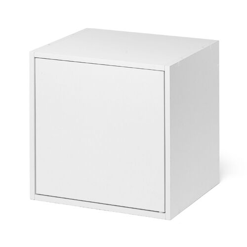 キューブ型収納ボックス（扉・幅35×奥行29.5×高さ35cm・2段式・配線穴・推し活収納棚・アクスタ・DVD・Switch・ホワイト）