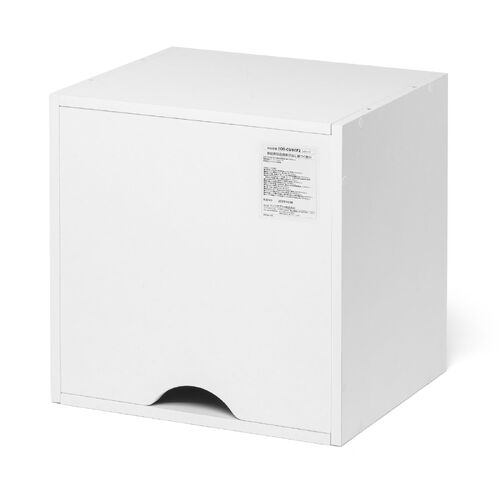 キューブ型収納ボックス（扉・幅35×奥行29.5×高さ35cm・2段式・配線穴・推し活収納棚・アクスタ・DVD・Switch・ホワイト）