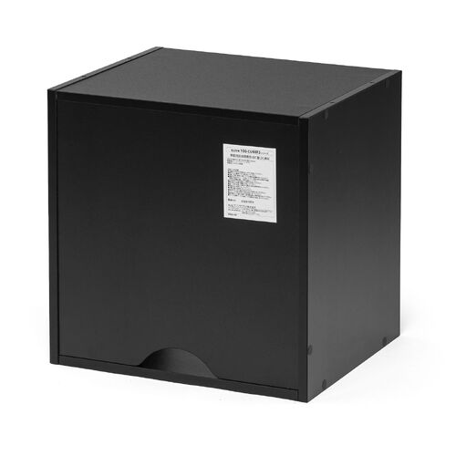 キューブ型収納ボックス（ガラス扉・幅35×奥行29.5×高さ35cm・2段式・配線穴・推し活収納棚・アクスタ・DVD・Switch・ブラック）